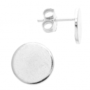 Clous d'oreilles disque 10 mm pour la création de bijoux fantaisie Argenté x2