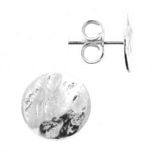 Clous d'oreilles disque martelé 10 mm pour la création de bijoux DIY Argenté x2