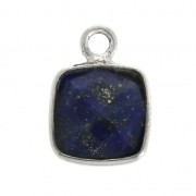 Pendentif carré pierre facettée 7 mm serti Argent 925 / Lapis Lazuli x1|raw }}
