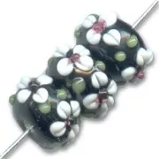 Rondes aplaties 13 mm Jet/Opaque White x4