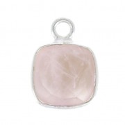 Pendentif carré pierre facettée 7 mm serti Argent 925 / Quartz Rose x1|raw }}