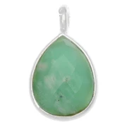 Breloque goutte pierre facettée 6x8 mm serti Argent 925 / Chrysoprase x1