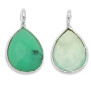 Breloque goutte pierre facettée 6x8 mm serti Argent 925 / Chrysoprase x1