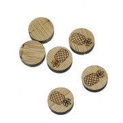 Mini cabochon en bois laser cut - Motif ananas à décorer et à peindre - 11.6 mm x1