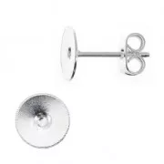 Clous d'oreilles disque 7 mm pour la création de bijoux fantaisie DIY Placage Argent fin x4