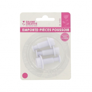 3 emporte-pièces poussoir pour pâte polymère - Ronds 10-12-16 mm