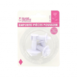 4 emporte-pièces poussoir pour pâte polymère - Losanges 5-7-8-16 mm
