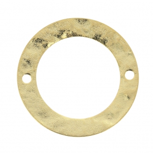 Anneau de montage et tissage martelé 26 mm 2 trous Doré à l'or fin x1