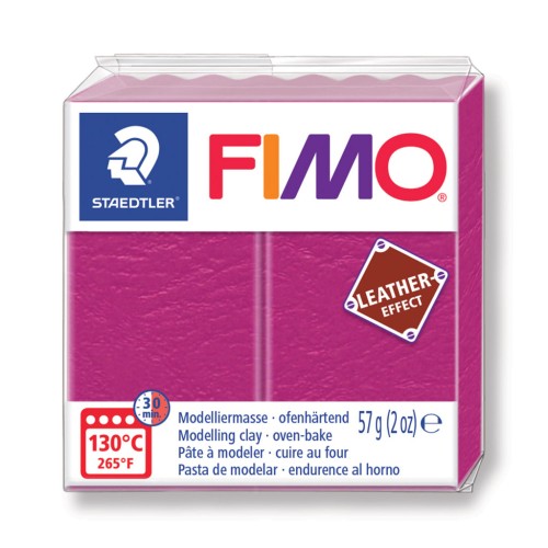 Pâte Fimo effet cuir 57gr Baie Magenta (n°229)