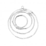 Pendentif cercle irrégulier rainuré pour la création de bijoux DIY 30mm Rhodié x1