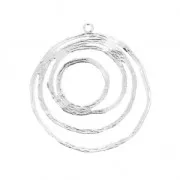 Pendentif cercle irrégulier rainuré pour la création de bijoux DIY 30mm Rhodié x1