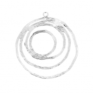 Pendentif cercle irrégulier rainuré pour la création de bijoux DIY 30mm Rhodié x1