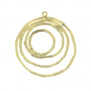 Pendentif cercle irrégulier rainuré - 30 mm - Doré à l'or fin x1|raw }}