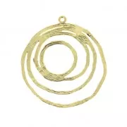 Pendentif cercle irrégulier rainuré - 30 mm - Doré à l'or fin x1