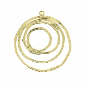 Pendentif cercle irrégulier rainuré - 30 mm - Doré à l'or fin x1