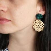 Pendentif coquillage en acétate de cellulose 21 mm Ecaille de tortue Vert/Noir x1