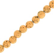 Perles Rondes 6 mm en Pierre de Lave teintée - Ocre x15
