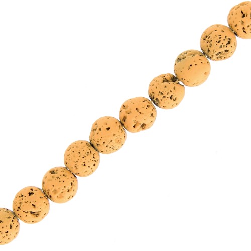 Perles Rondes 6 mm en Pierre de Lave teintée - Ocre x15