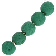 Perles Rondes 6 mm en Pierre de Lave teintée - Vert x15