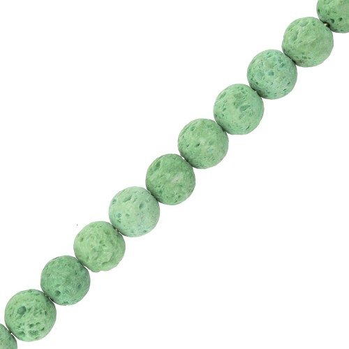 Perles Rondes 6 mm en Pierre de Lave teintée - Vert clair x15