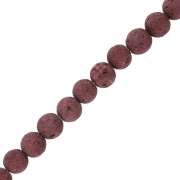 Perles Rondes 6 mm en Pierre de Lave teintée - Rouge foncé x15