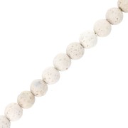 Perles Rondes 6 mm en Pierre de Lave teintée - Blanc x15|raw }}