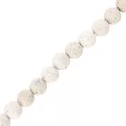 Perles Rondes 6 mm en Pierre de Lave teintée - Blanc x15