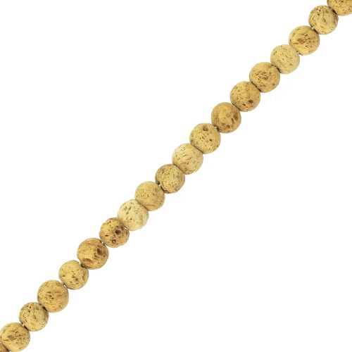Perles Rondes 4 mm en Pierre de Lave teintée - Jaune x20