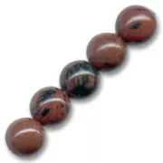 Perles rondes 6 mm pierre gemme Obsidienne acajou x15