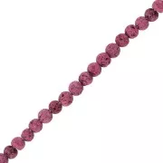 Perles Rondes 4.5 mm en Pierre de Lave teintée - Rose framboise x20