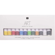 Set de 12 tubes de peinture acrylique de 12 ml - Art par Rico Design - basiques|raw }}