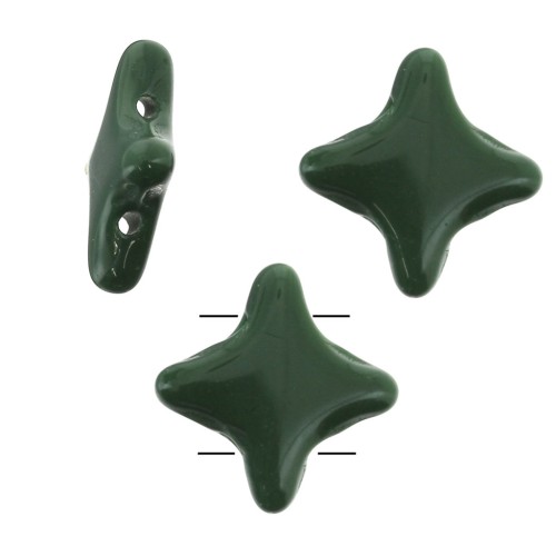 Perles en verre Star Beads par Perles & Co 11x11mm Opaque Vert Sapin x30