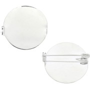 Support de broche avec plateau rond fond plat 26 mm - Placage Argent fin x1|raw }}