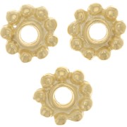 Perles rondelles forme fleur 10 mm - Doré à l'or fin x5