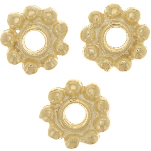Perles rondelles forme fleur 10 mm - Doré à l'or fin x5