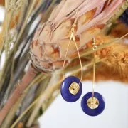 Rondelle / Disque plat en Tagua 20 mm Bleu Turquoise x1