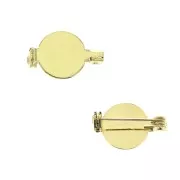 Support de broche avec plateau fond plat 13 mm - Doré à l'or fin x1
