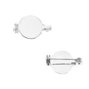 Support de broche avec plateau fond plat 13 mm - Placage Argent fin x1