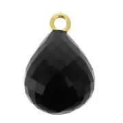 Pendentif goutte facettée 13x10 mm Argent 925 Plaqué Or / Onyx Noir x1