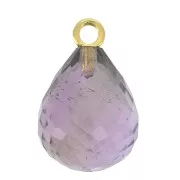 Pendentif goutte facettée 13x10 mm Argent 925 Plaqué Or / Amethyste x1