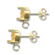 Clous d'oreilles porte-cabochon 1028/1088 8 mm Doré à l'or fin x2