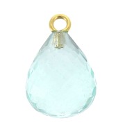 Pendentif goutte facettée 13x10 mm - Argent 925 Plaqué Or / Hydro Aquamarine x1|raw }}