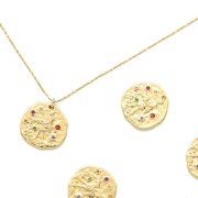 Breloque Zodiaque Verseau en laiton avec oxydes de zirconium 15 mm doré x1