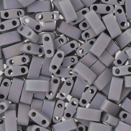 Miyuki Half Tila Beads 5x2.3x1.9mm HTL-498FR - Matte Opaque Gray AB x10g