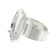 Bague serti à griffes pour cabochon fond plat 20 mm en Argent 925 x1