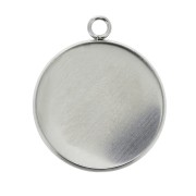 Serti pendentif pour cabochon rond fond plat 25 mm en Acier inox x1