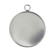 Serti pendentif pour cabochon rond fond plat 25 mm en Acier inox x1