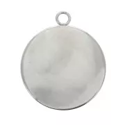 Serti pendentif pour cabochon rond fond plat 25 mm en Acier inox x1