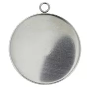 Serti pendentif pour cabochon rond fond plat 30 mm en Acier inoxydable 304 x1