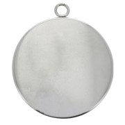 Serti pendentif pour cabochon rond fond plat 30 mm en Acier inoxydable 304 x1